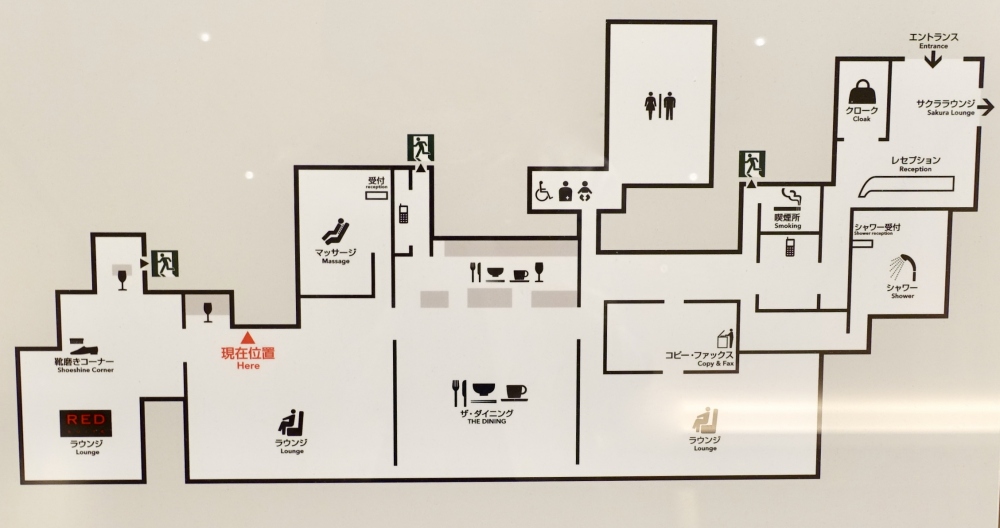 羽田空港国際線ターミナル　JALファーストクラスラウンジ　見取り図