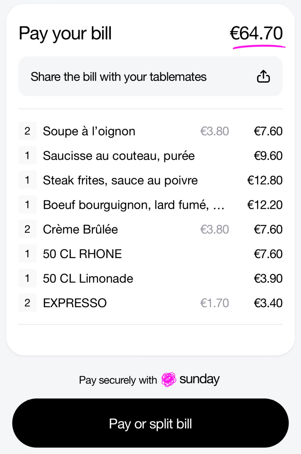 パリの安くて美味しいレストラン特集・お会計はスマホで楽々・画面1