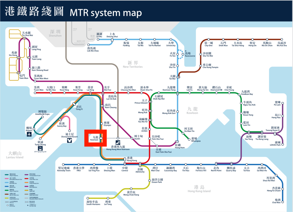香港MTRの路線図
