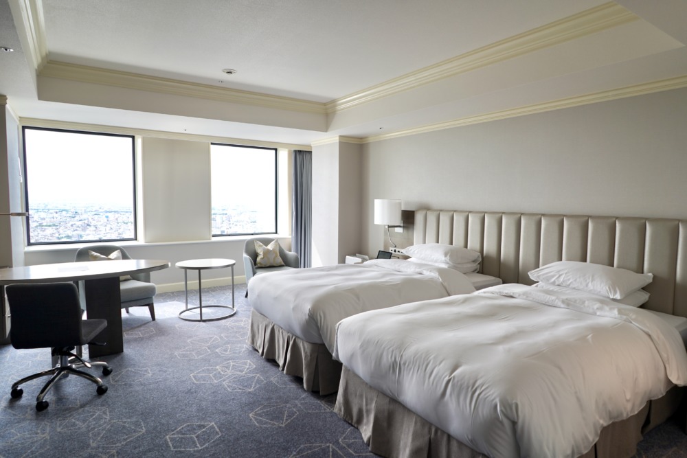名古屋マリオットアソシアホテルの2910号室ベッドルームの全体図