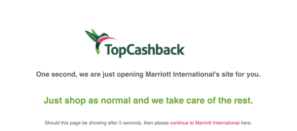 TopCashback redirect step