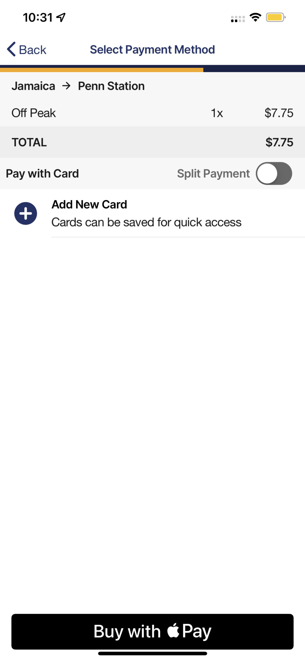 LIRRのチケット購入方法・カード情報入力