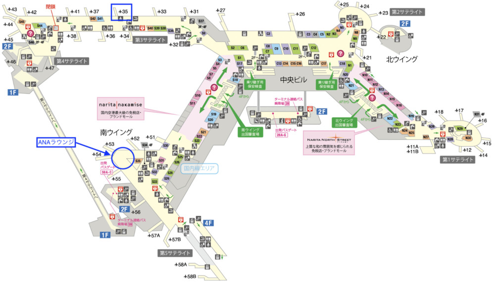 成田空港第1ターミナルフロアマップ