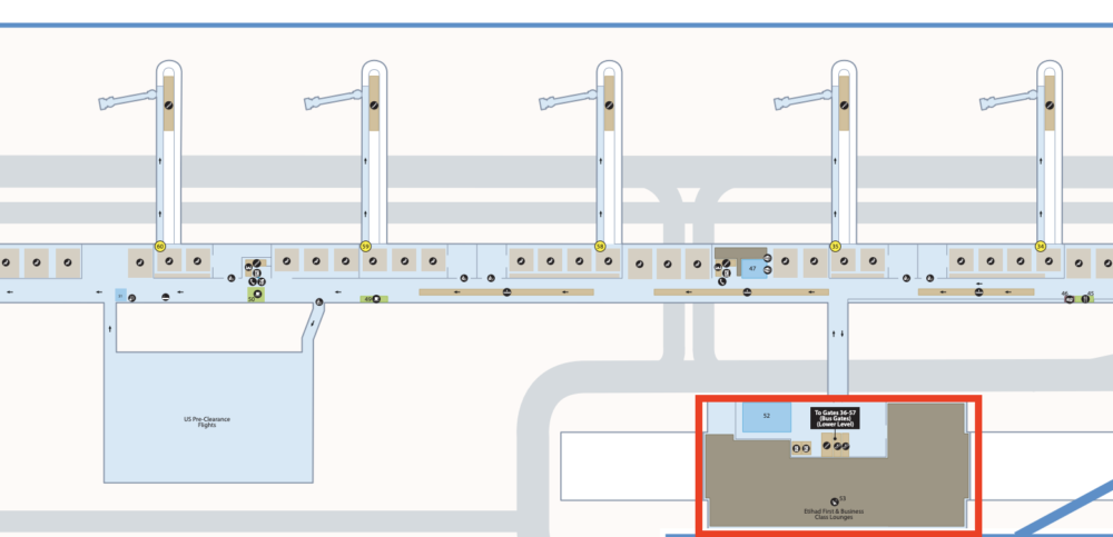 アブダビ国際空港ターミナル3ビジネスクラスラウンジ訪問記・フロアマップ