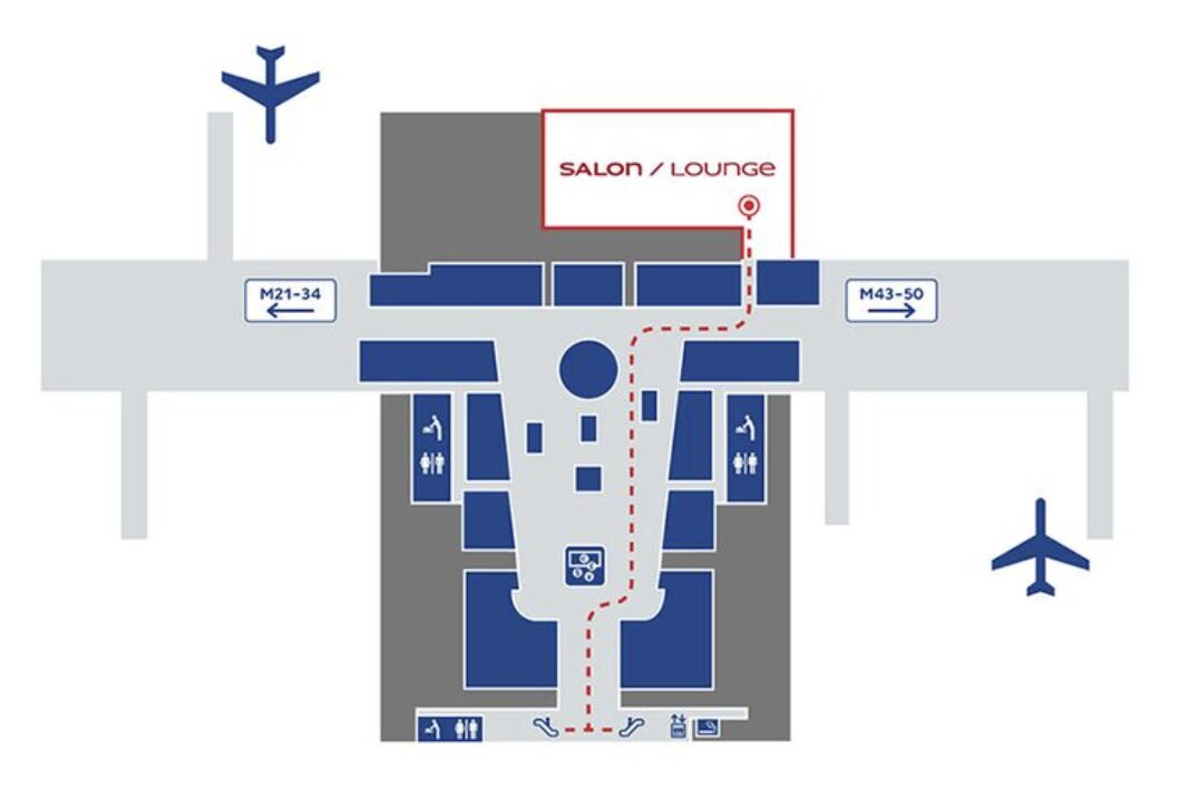 シャルル・ド・ゴール空港ターミナル2E/M・エールフランスラウンジへのマップ