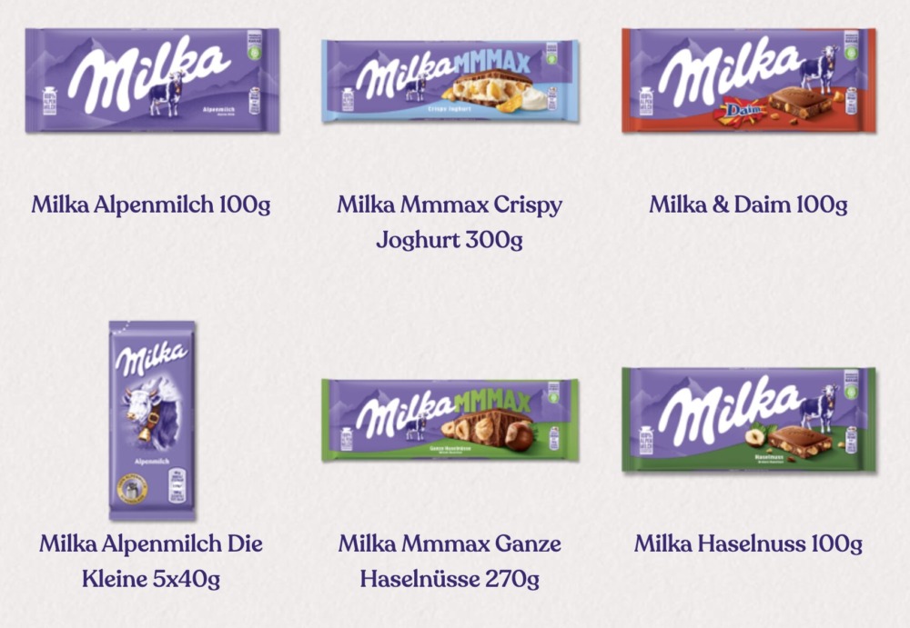 ドイツおすすめお土産特集・チョコレートMILKAのラインナップ