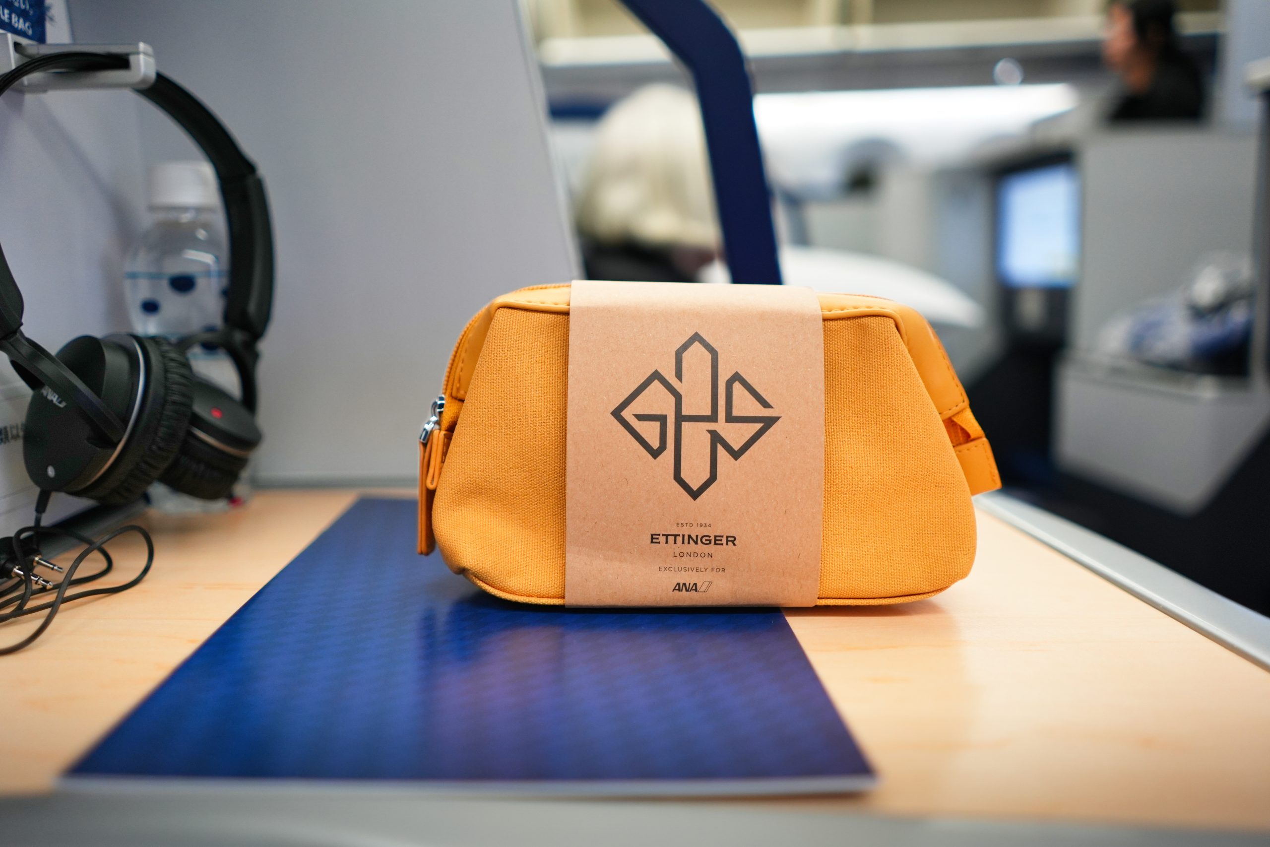 Ettinger amenity kit on ANA Business Class